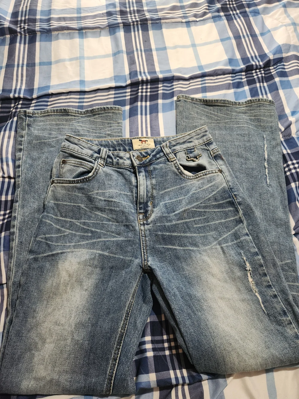 Buddy Angel, Lee Angel Chen Light Wash Distress Jeans - Classic Casual Fit